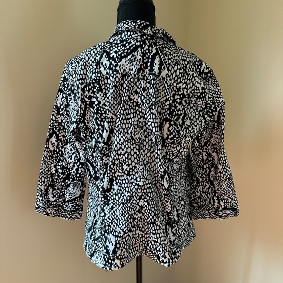 *CHRISTOPHER & BANKS* Black x White Button-Down Jacket Size Large - Picture 4 of 7